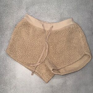 Garage High Waist Tan Sherpa Shorts